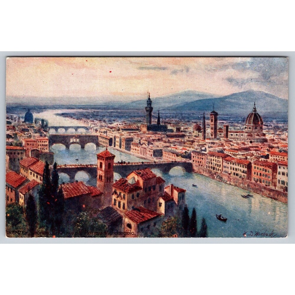 Vtg Postcard Florence Italy Panorama dal Piazzale Michelangiolo Tuck Oilette